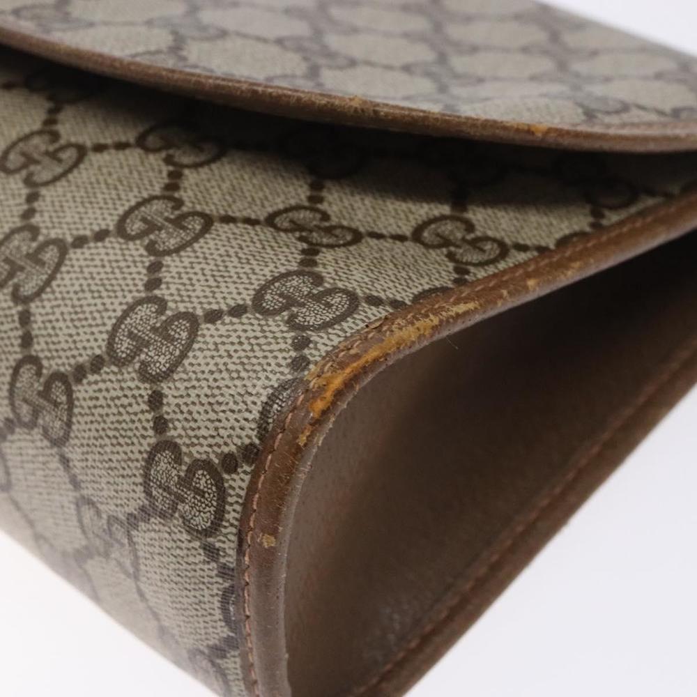 GUCCI GG Supreme Web Sherry Line Clutch Bag PVC Beige Gold 89 01 030 Auth 133273 - Picture 7 of 16